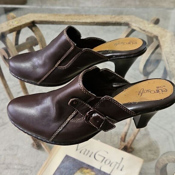 EuroSoft Brown Leather Women's Mules size 8 - Picture 5 of 11